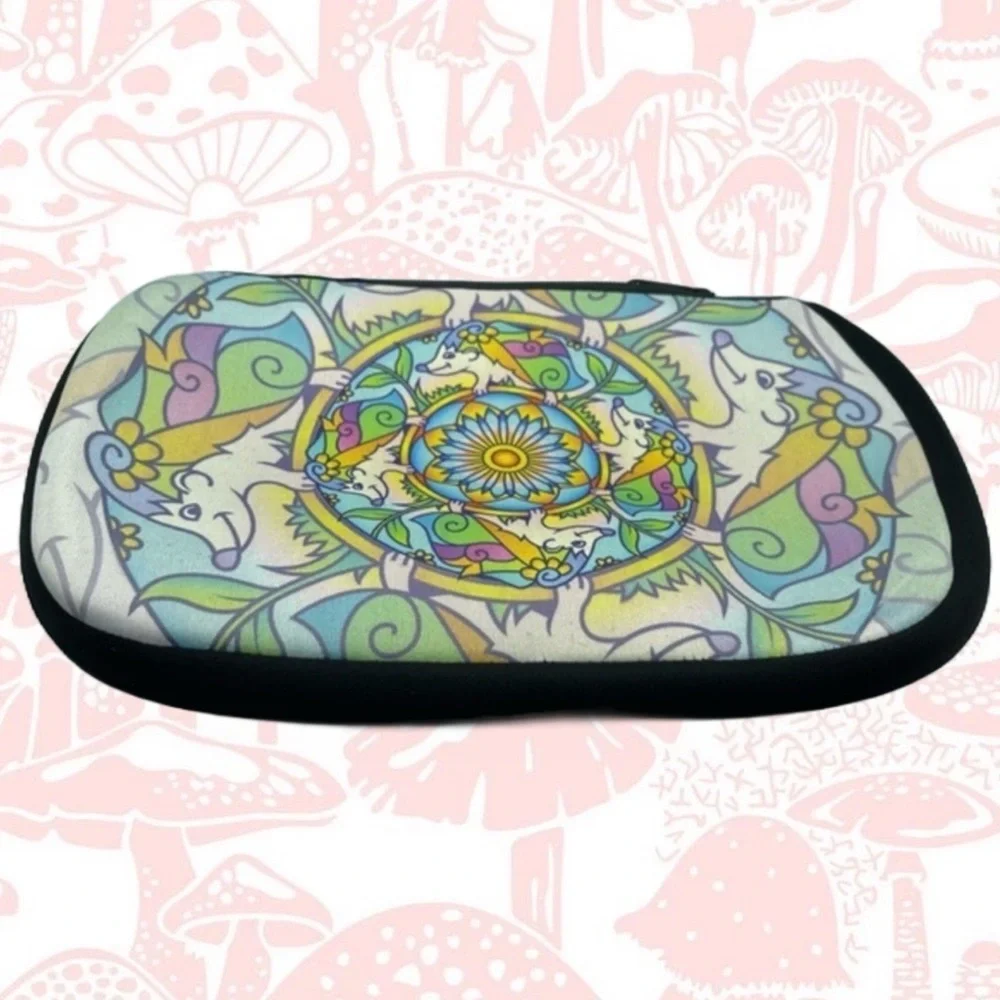 Hedgehog Mandala Neoprene Makeup or Pencil Case, NWOT